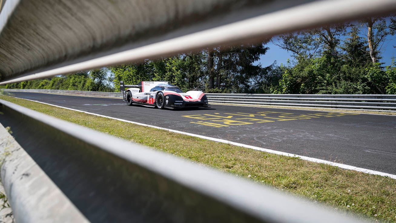 Timo Bernhard in a Porsche 919 Hybrid Evo on the Nürburgring Nordschleife