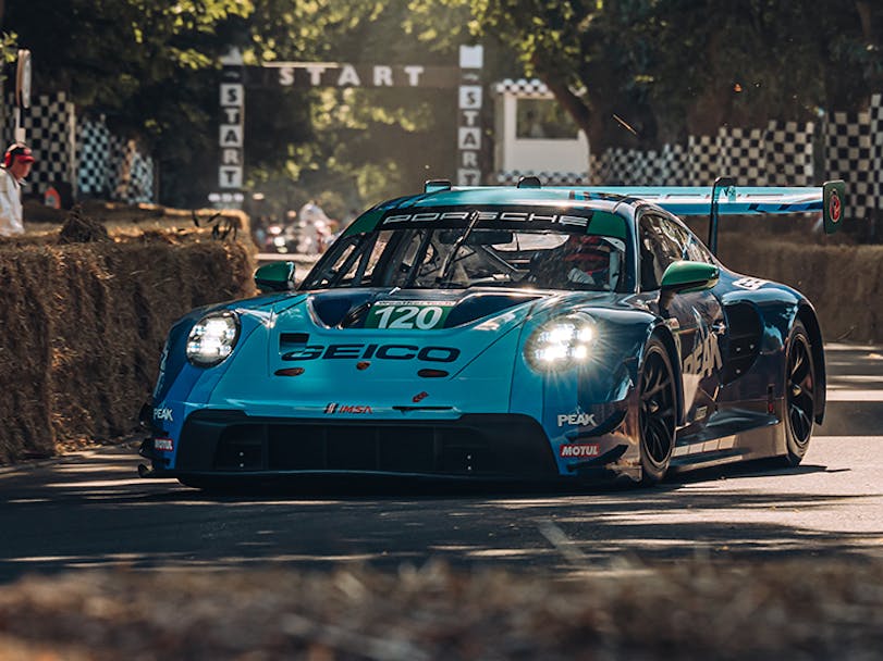 Chip Hart Racing Team Porsche 911 GT3 R racecar at 2025 Goodwood Festival of Speed