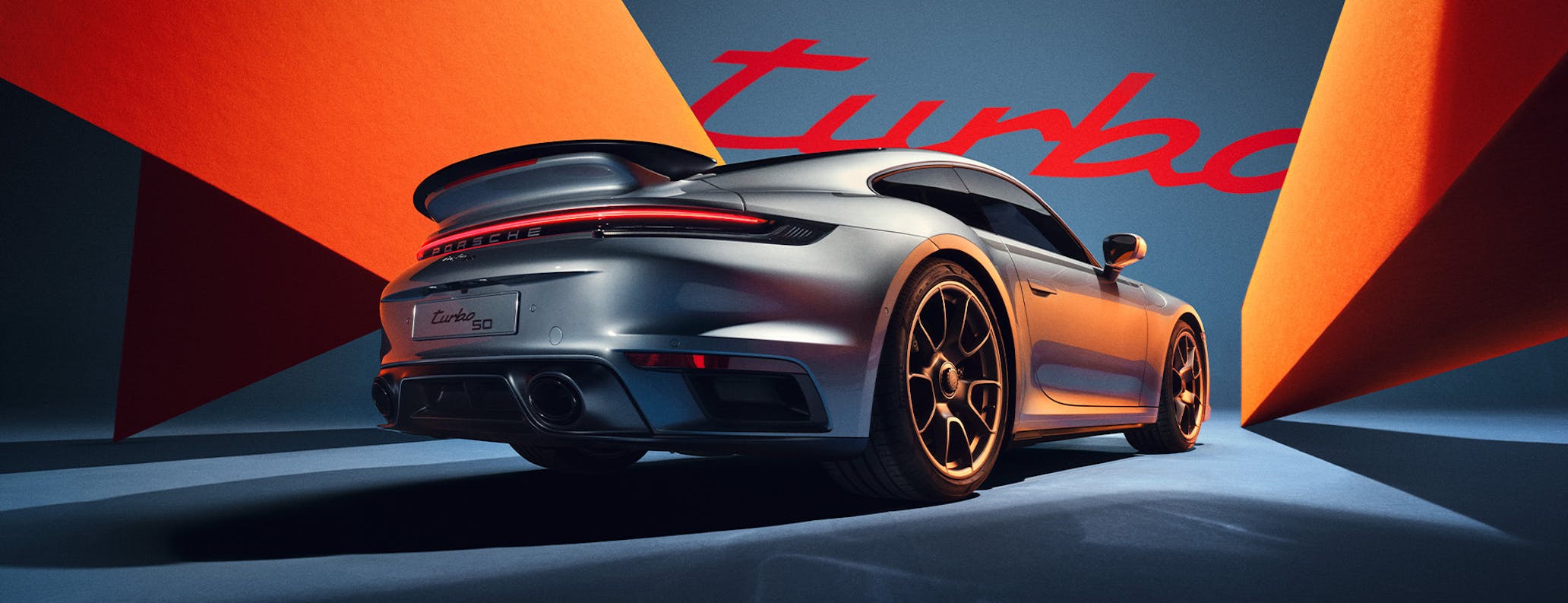 Porsche 911 Turbo 50 Years, Turbo logo behind