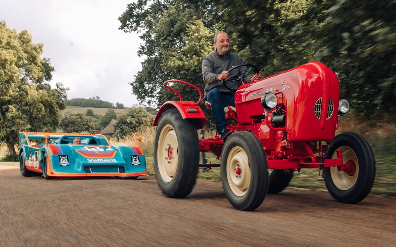 Porsche tractor and Porsche 917/30 at Goodwood Festival of Speed