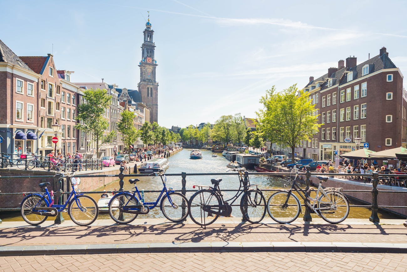 Bicycles are part of the typical cityscape of Amsterdam