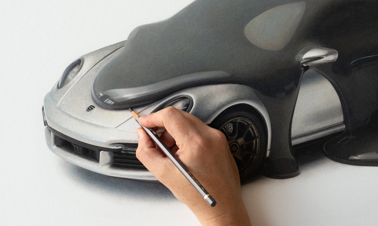 PORSCHE AND PANTONE RENDERED VIA PENCIL 01