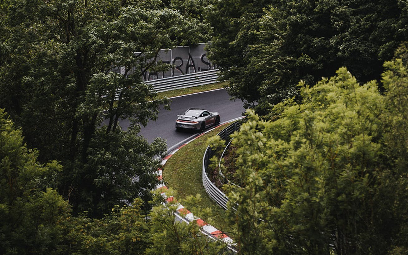 Porsche 911 racecar on the Nürburgring Nordschleife