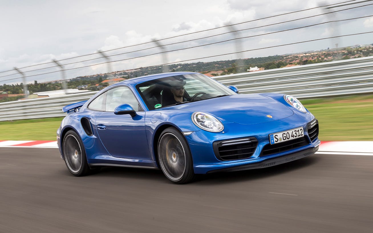 Porsche 911 Turbo (type 991.2) on racetrack