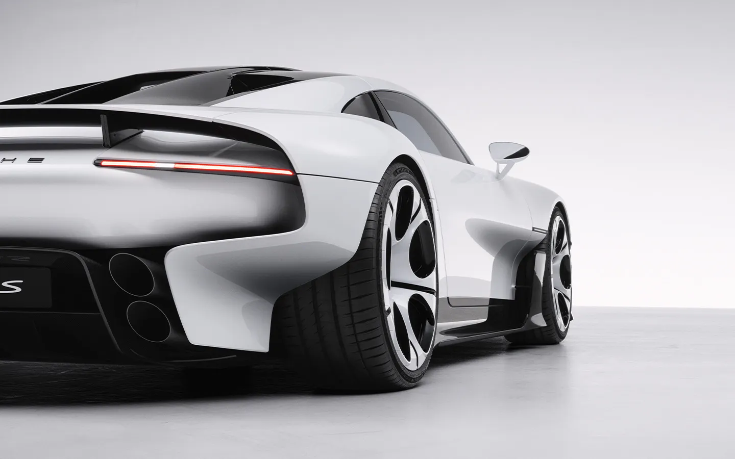 Detail shot of rear section of Porsche Mission S vision model