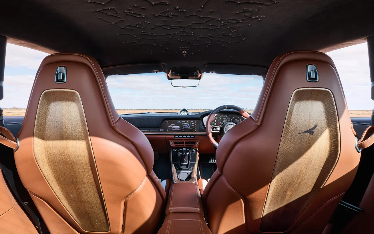 Porsche 911 Turbo S Land Down Under_interior view_in Australian outback
