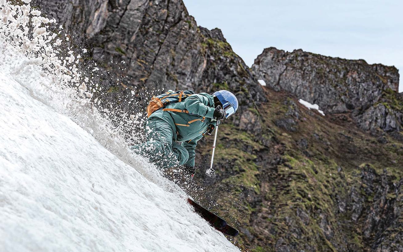 Woman skis on Chinese mountain