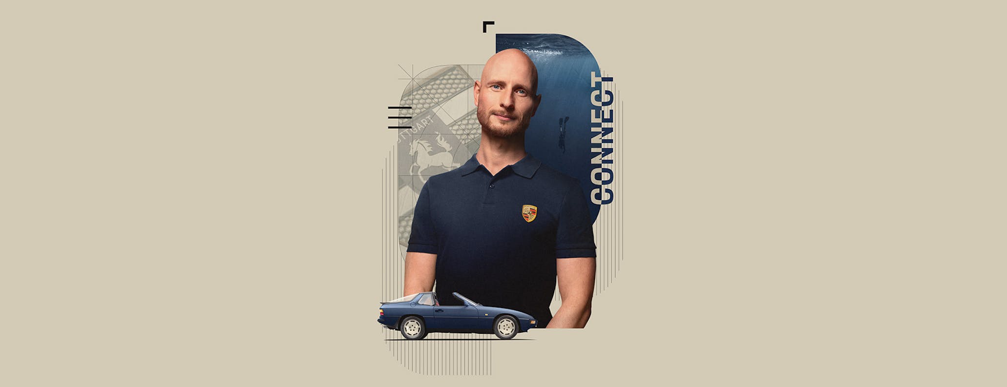 Composite CGI image of Porsche employee working in software development