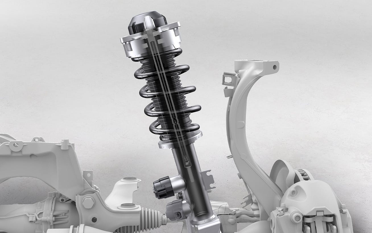 Technical image of steel spring with PASM in Porsche Macan