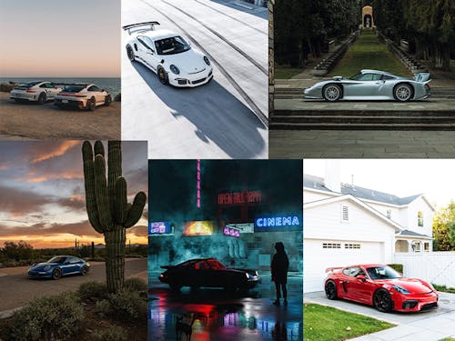 Collage of some top Porsche social media moments of 2023