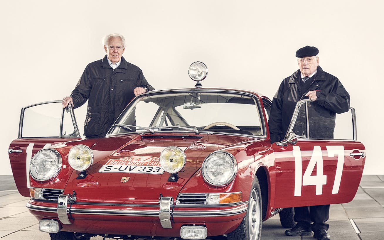Herbert Linge and Peter Falk with Porsche 911 in 2016
