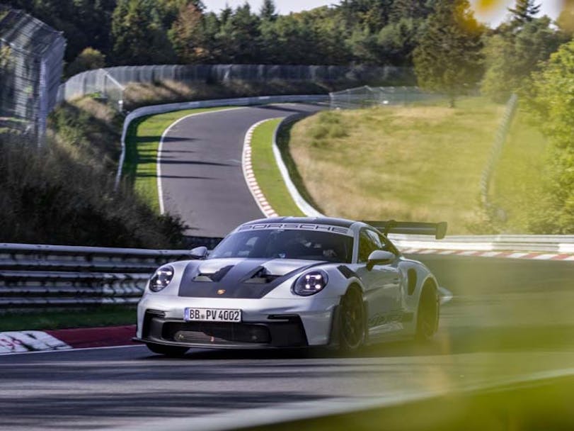 Porsche 911 GT3 RS driving on the Nürburgring 