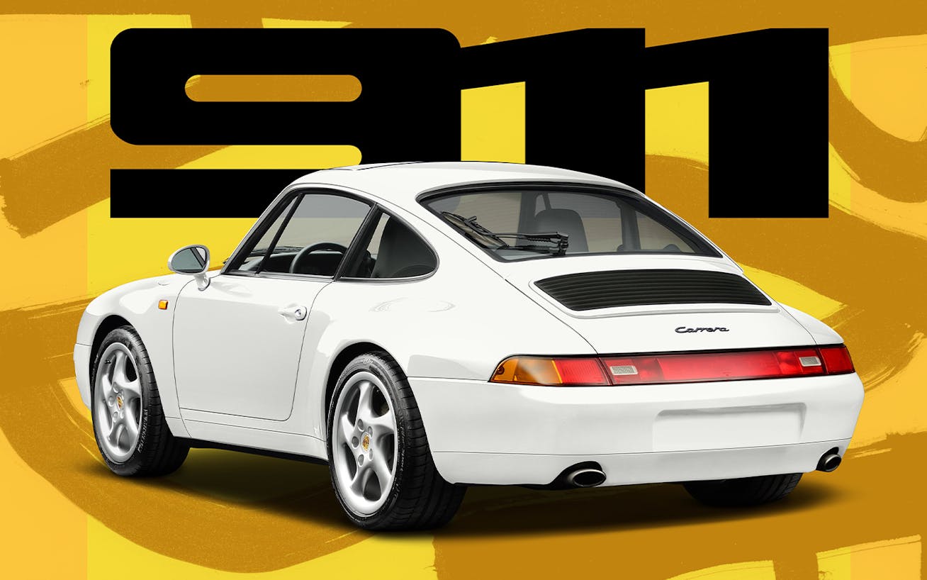 Custom Porsche poster featuring white Porsche 996 Carrera