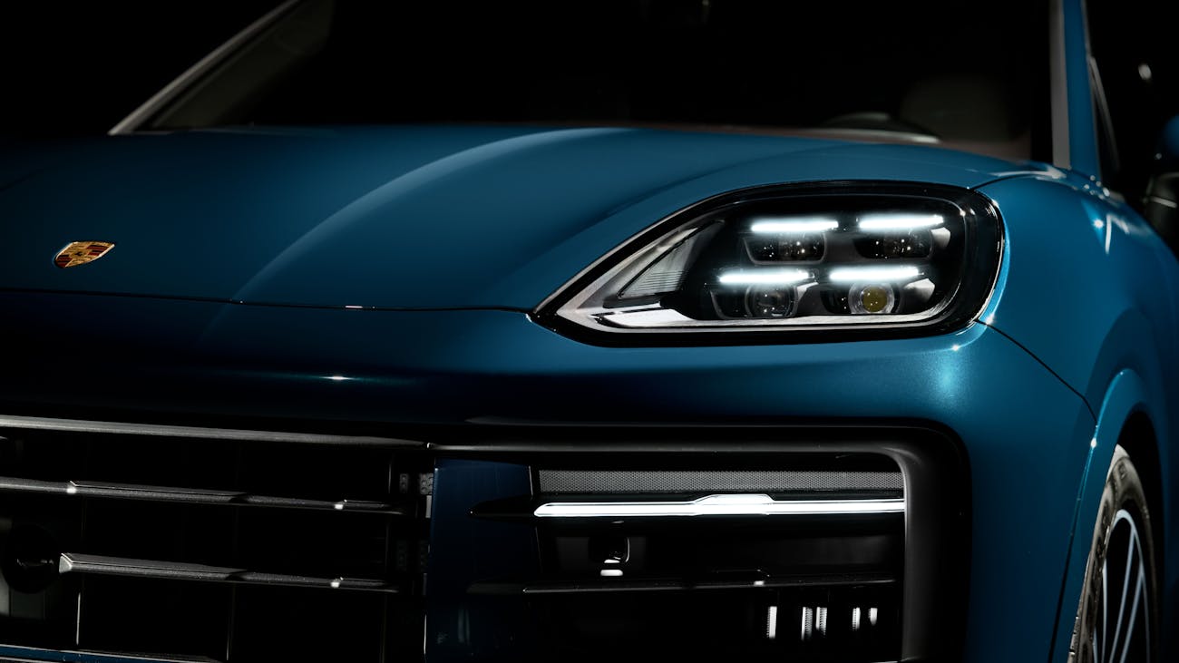 Close-up of Matrix LED Headlights on new 2023 Porsche Cayenne
