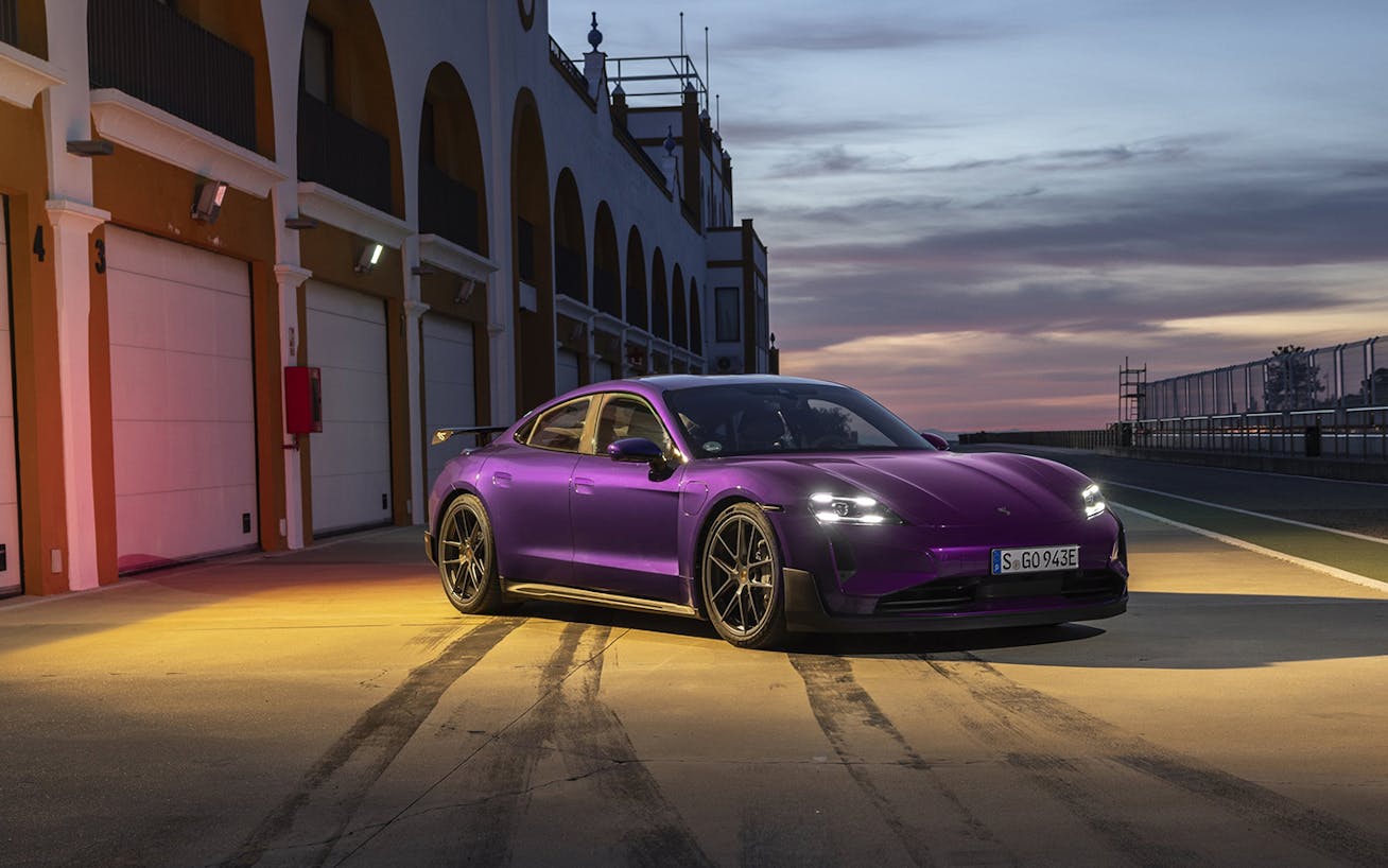 Porsche Taycan Turbo GT with Weissach Package in pit lane