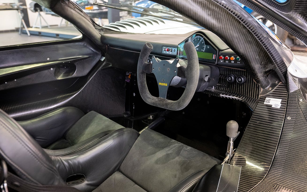 Interior view of cockpit of Porsche 911 GT1 Strassenversion