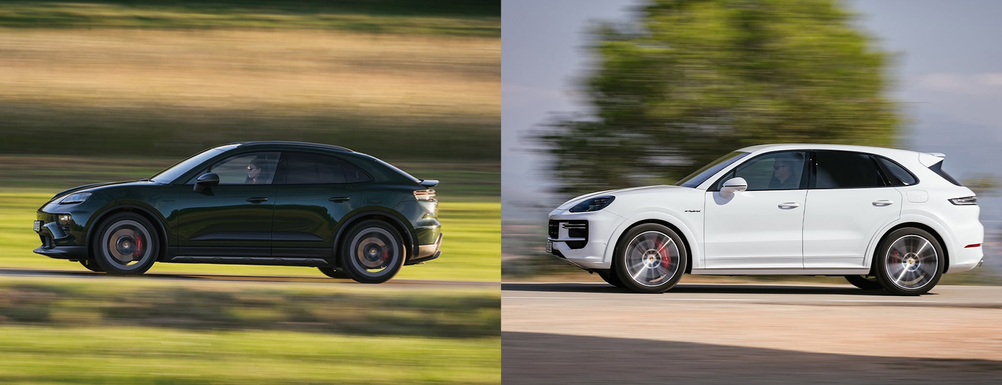 Porsche Cayenne Turbo E-Hybrid Coupé and Porsche Macan 4S Electric