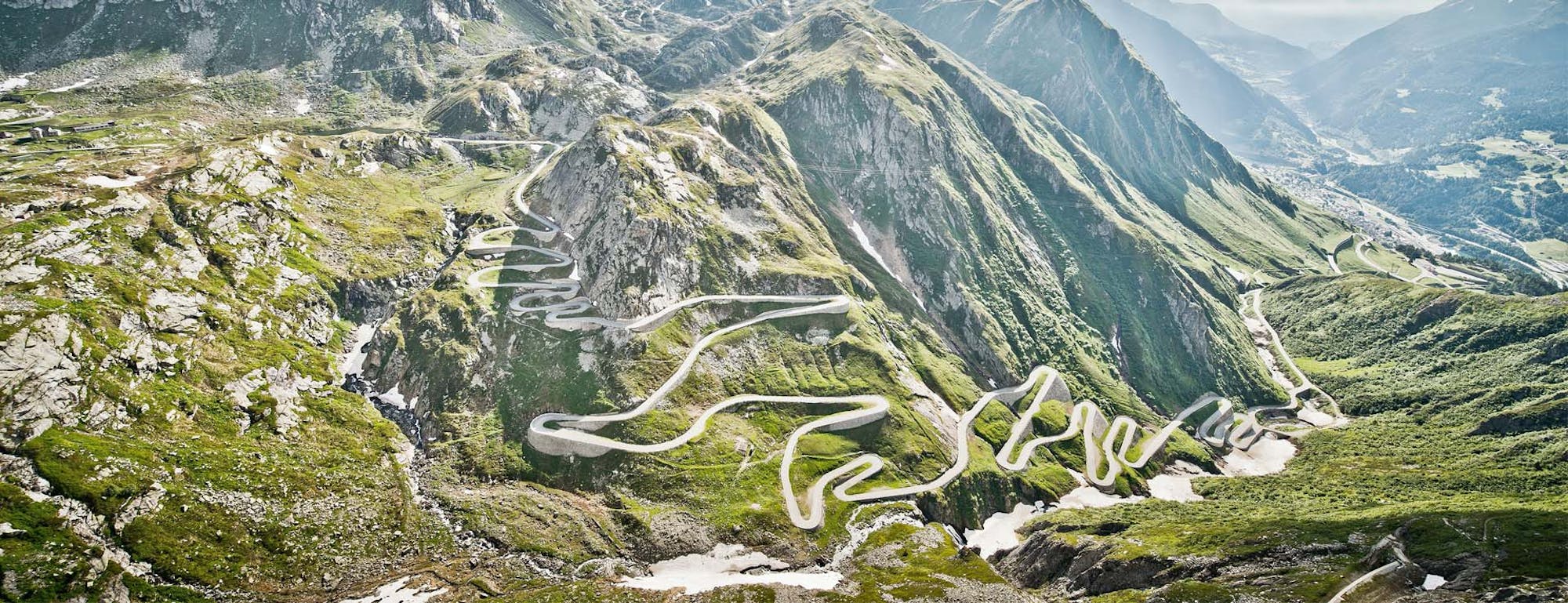The switchback roads of the Swiss Alps