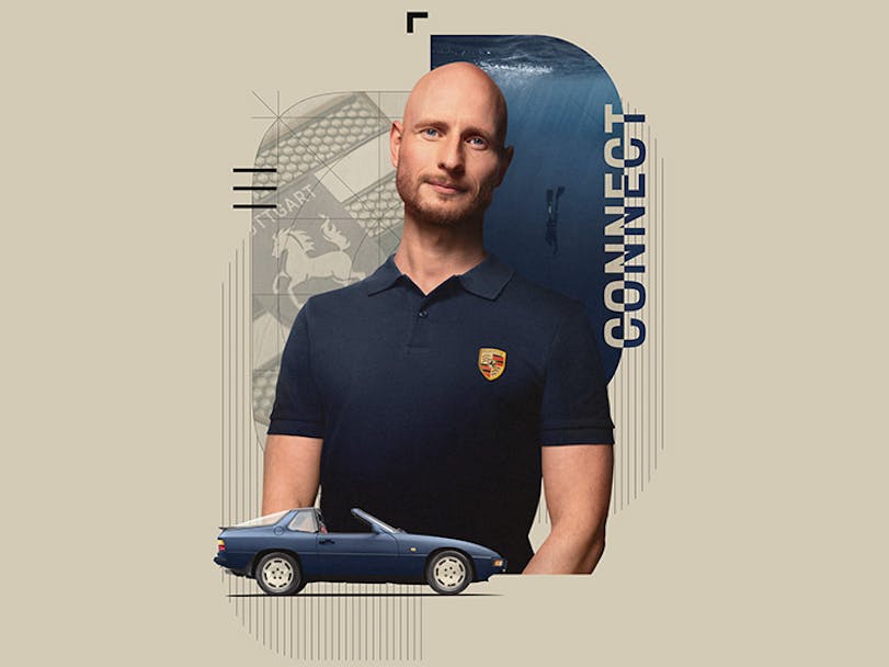 Composite CGI image of Porsche employee working in software development