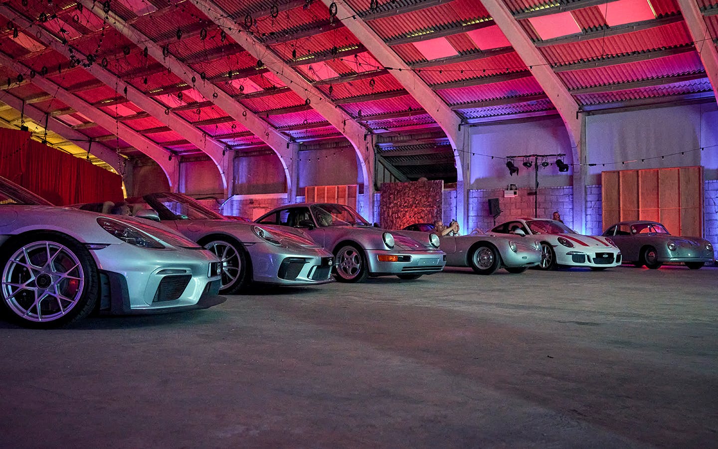 Line-up of iconic Porsche cars at Porsche Autokino at Goodwood Festival of Speed
