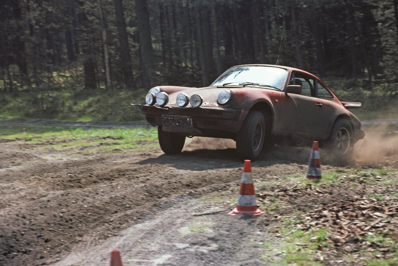 Porsche 911 Carrera prototype being tested in rally conditions