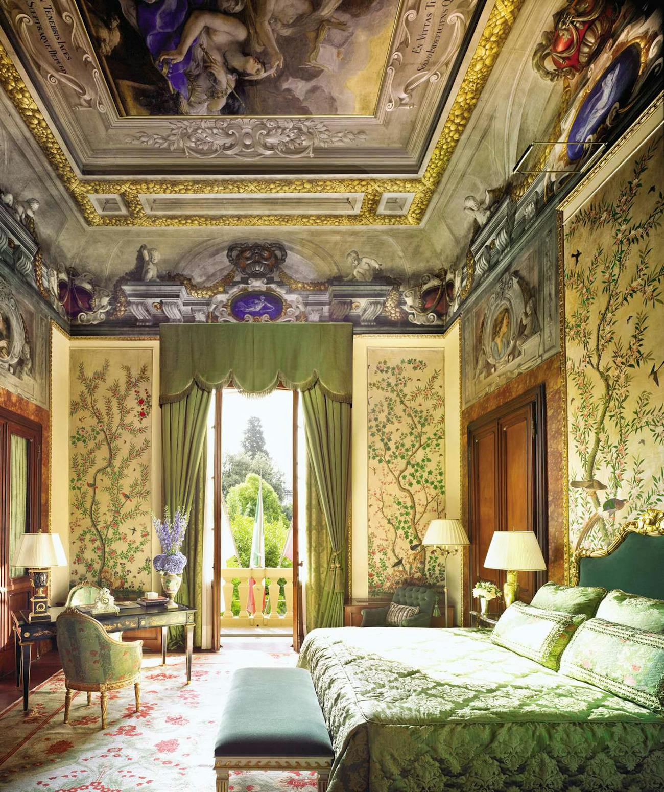 Hotel rooms furnished in exuberant Renaissance style