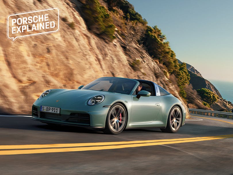 Porsche 911 Targa 4S driving on coastal road