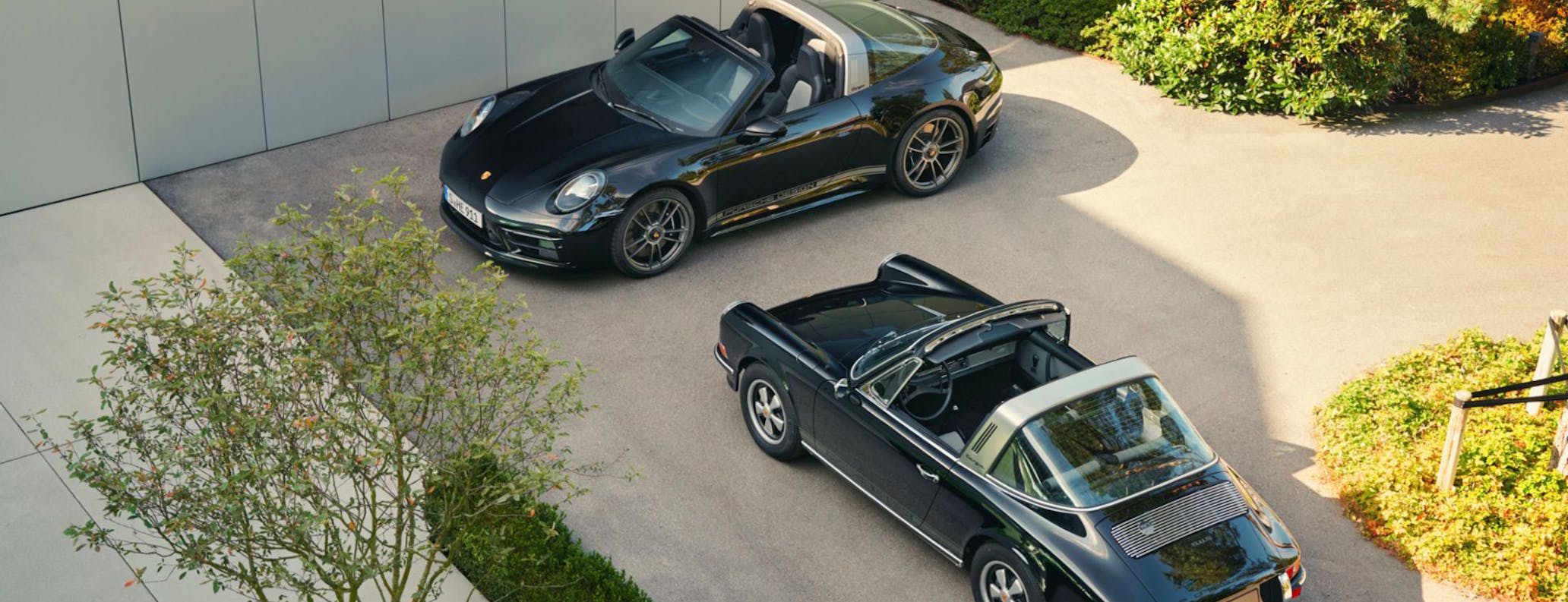 911 Porsche Design 50th Anniversary Edition in leafy courtyard